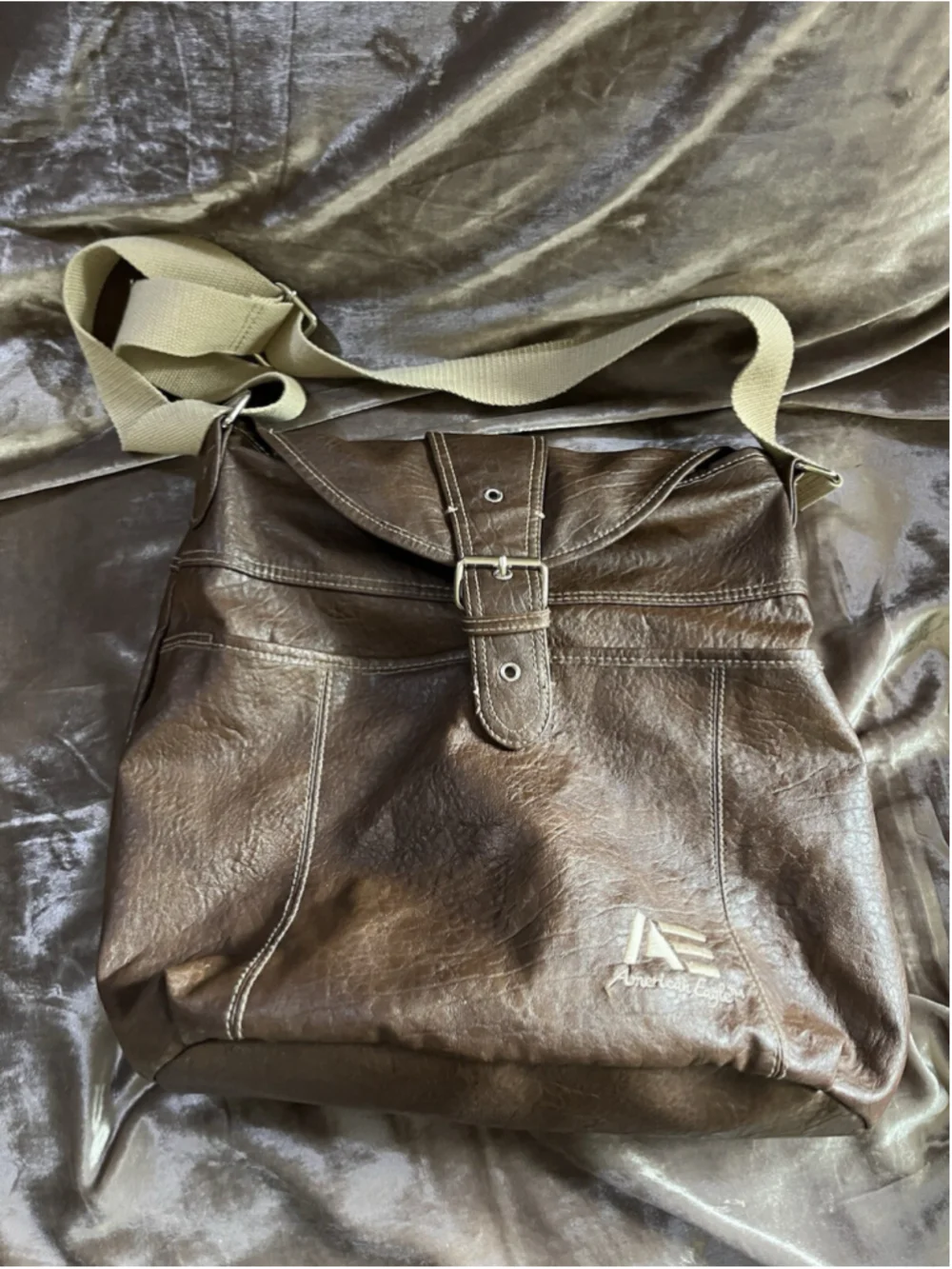 American Eagle canvas /LEATHER TYPE backpack/PURSE brown SEE PICTURES